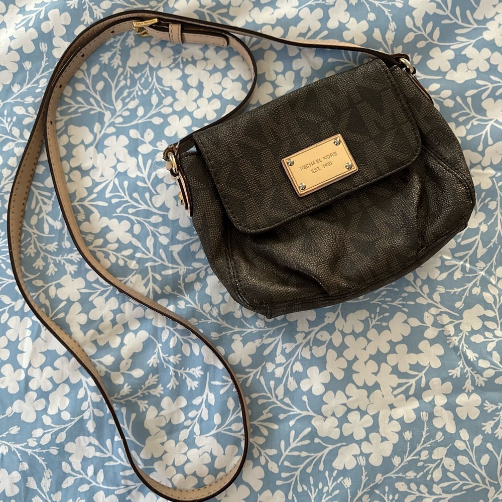 Michael Kors Black Crossbody Bag with Gold Hardware